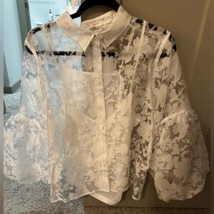 Lizard Thicket White Sheer Floral Blouse